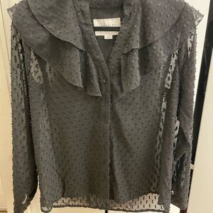 Sheer Black Ruffled Women's Top